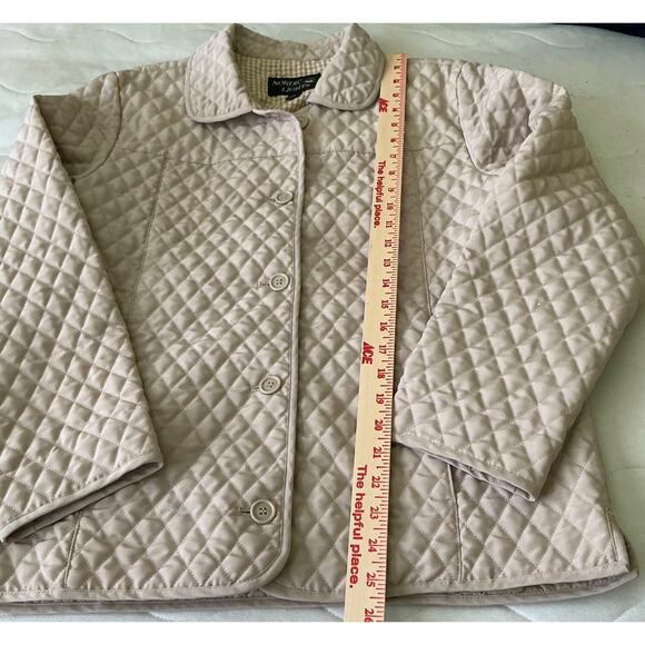Nordic L:ights Quilted Button-Up Long Sleeve Jacket With Pockets Beige/Cream M - Picture 2 of 8